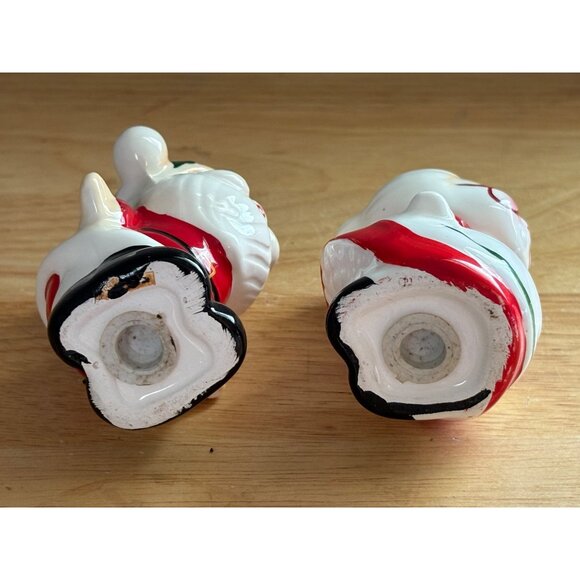 Vintage Santa & Mrs. Claus Ceramic Kissing Salt & Pepper Shakers Christmas Japan - Picture 6 of 6